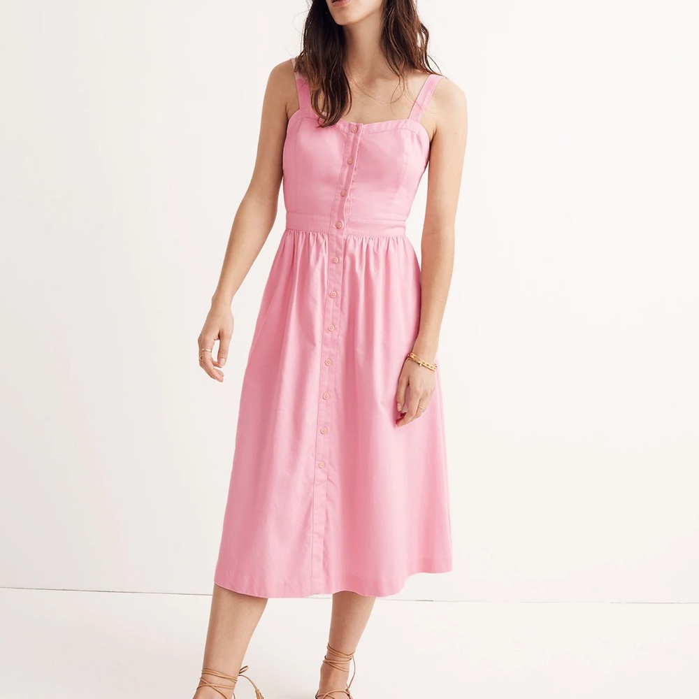 Madewell Pink Fleur Bow-Back Midi Dress Women’s - Size 10
